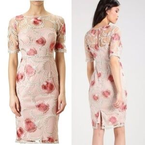 Adriana Papell Elegant Floral Embroidered midi Dress